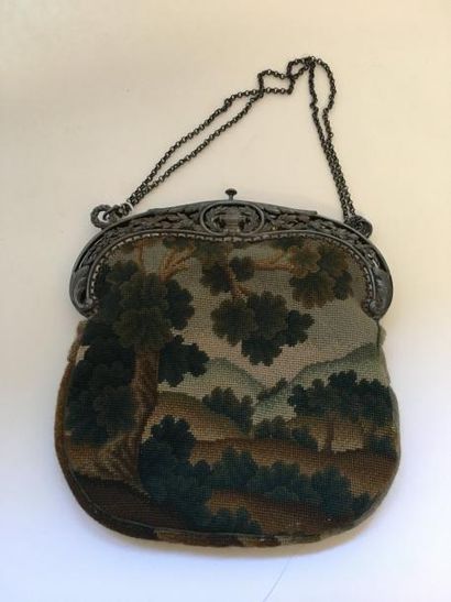 Sac en tapisserie au point, à décor d’un...