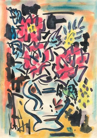 GEN PAUL (1895-1975)
VASE DE FLEURS.
Gouache,...
