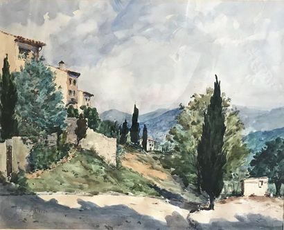 Pierre DEVAL (1897-1993)
MOUGINS.
Aquarelle,...