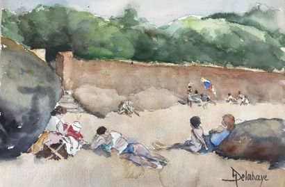 Marcel DELAHAYE (XXème siècle)
SCENE DE PLAGE...