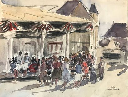 Marcel DELAHAYE (XXème siècle)
TERRASSE AVEC...