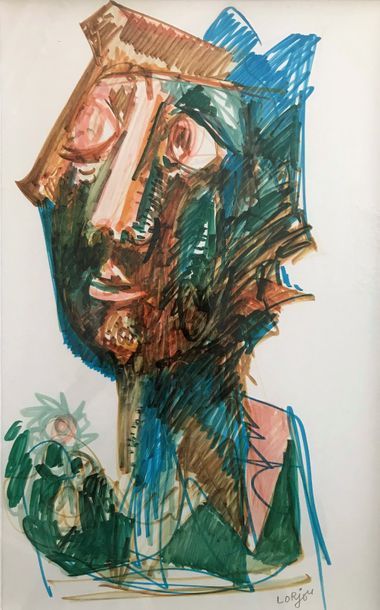 Bernard LORJOU (1908-1986)
PORTRAIT.
Dessin...