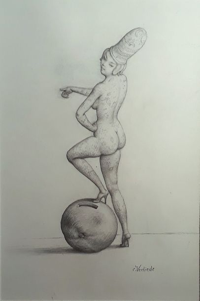 CLAUDE VERLINDE (NÉ EN 1927)
FEMME TATOUEE...