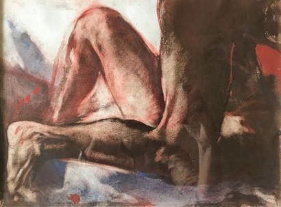 Luis CABALLERO (1943-1995)
LUTTEURS.
Pastel...