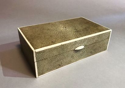Boîte rectangulaire gainée de galuchat beige,...