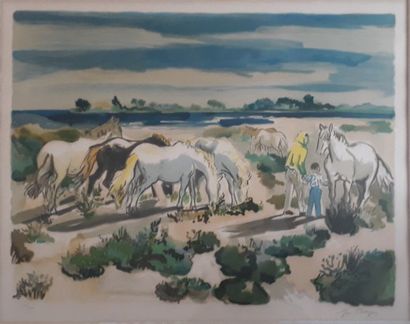 Yves BRAYER (1907-1980)
ETE EN CAMARGUE.
Lithographie,...