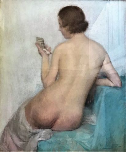 Paul SIEFFERT (1874-1957)
NU DE DOS AU POUDRIER.
Pastel,...
