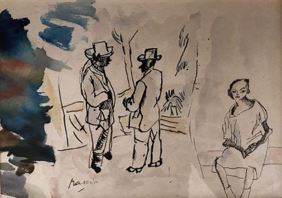 Jules PASCIN (1885-1930)
DEUX HOMMES CONVERSANT...