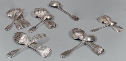 Partie de ménagère de couverts en argent,...