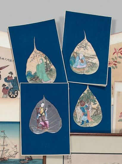 CHINE - XIXème siècle

Ensemble de huit peintures,...