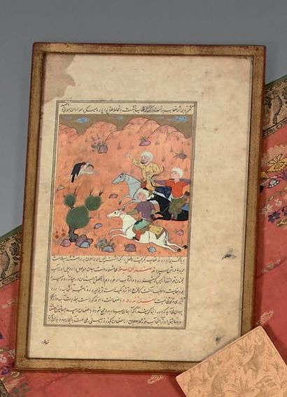Miniature indo-persane représentant trois...