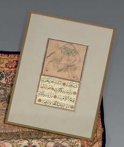 Page de manuscrit recto-verso ornée d'une...