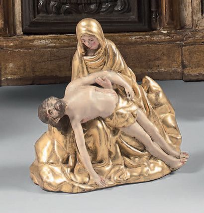 Piéta en bois sculpté repeint et redoré.
XVIème-XVIIème...