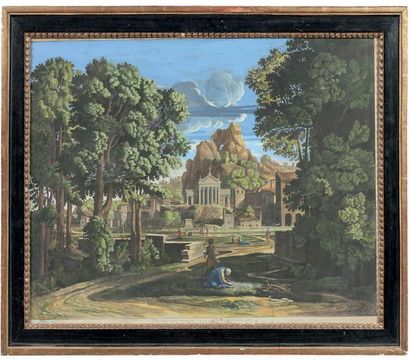 D'après Nicolas POUSSIN:
PAYSAGE AVEC LES...