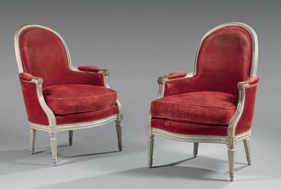 Paire de bergères à dossier cabriolet en...