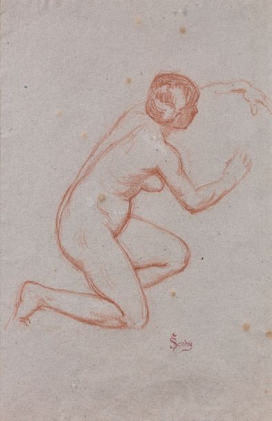 Jean SCOHY (1824-1897)

FEMME A GENOUX.
Sanguine,...