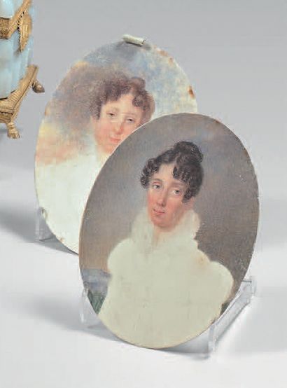 Deux miniatures ovales inachevées.
- Portrait...