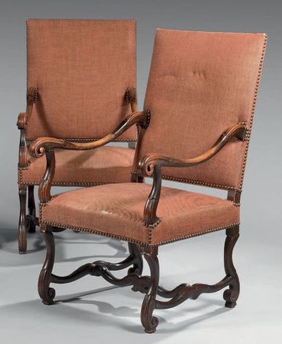 Paire de fauteuils à haut dossier plat en...