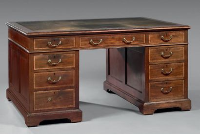 Bureau double face en acajou et placage d'acajou...