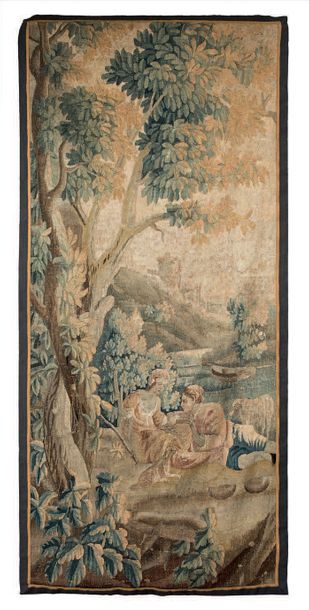 Fragment de tapisserie verdure à sujet d'une...