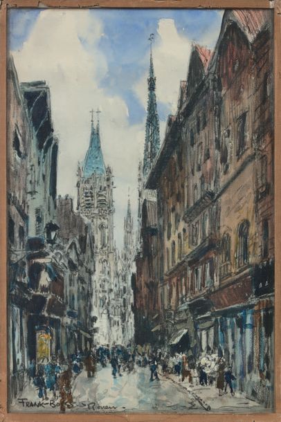 FRANCK BOGGS (1855-1926)

VUE DE ROUEN.
Fusain...