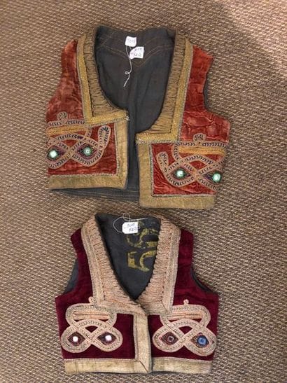 Gilet en velours brun, broderies et applications...