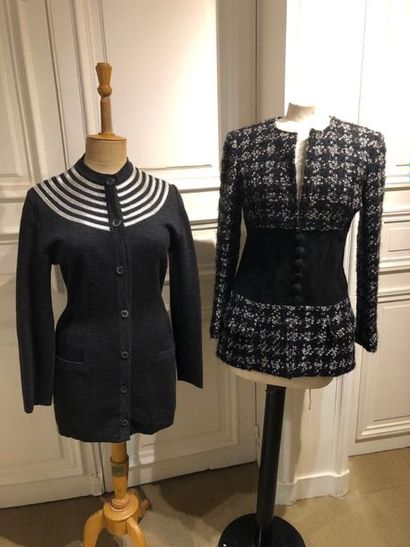 ANGELO TARLAZZI. Veste en cuir et lainage...