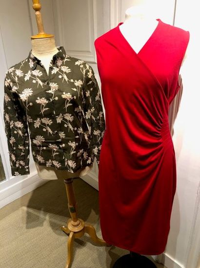 LAUREN. RALPH LAUREN. Robe rouge croisée,...