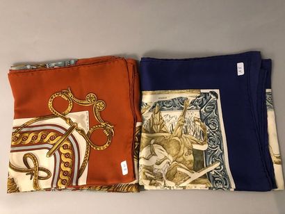 HERMES. Carré en soie imprimée, titré L'Hiver...