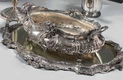 Jardinière et surtout de forme ovale, en...