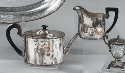 Théière et un pot à lait de forme ovale en...