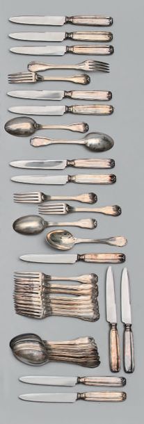Service de couverts à dessert en argent (950),...