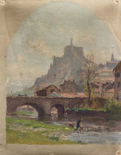 Edmond PETITJEAN (1844-1925) : 

VUE DE VILLAGE...