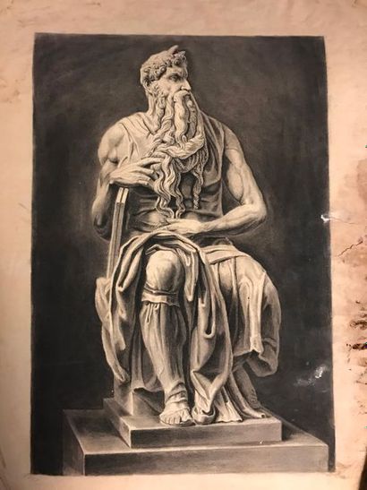 Lot de dessins, académies, portraits et copies...