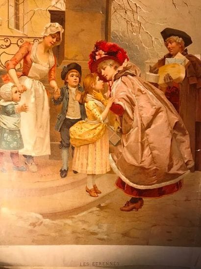 Lot de reproductions en chromolithographies...