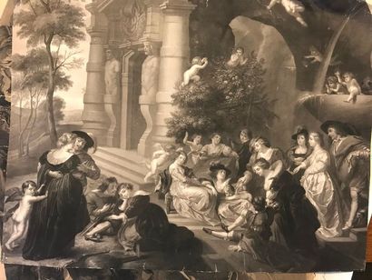Fort ensemble de gravures anciennes, notamment...