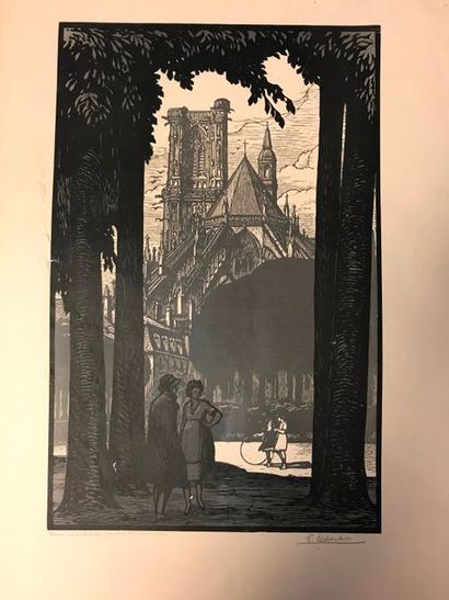 Ensemble de gravures notamment sur bois,...
