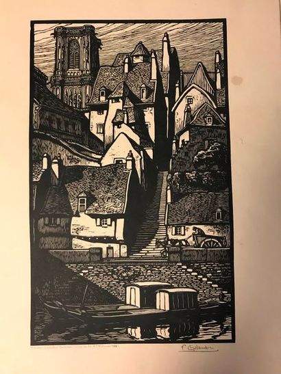 Ensemble de gravures notamment sur bois,...