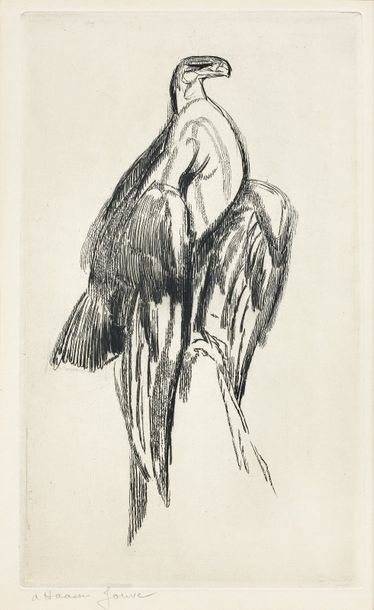 Paul JOUVE (1878-1973) : 

AIGLE SUR UN ROCHER,...