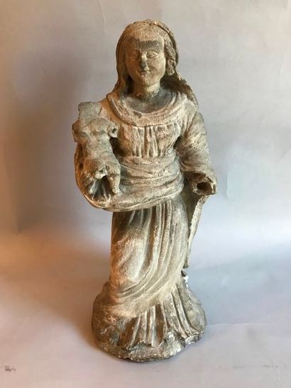 Vierge à l'Enfant en pierre calcaire.
XVIIème...