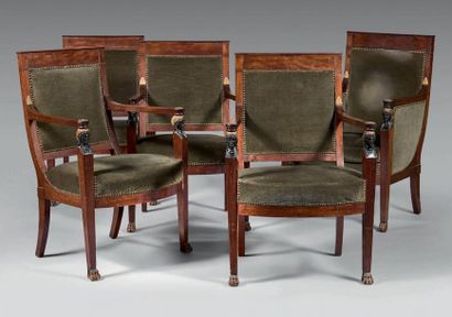 Mobilier de salon en acajou et placage d'acajou,...