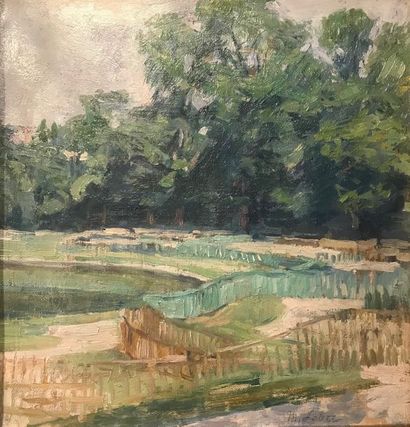M. LEBER
* BORD DE RIVIÈRE.
Huile sur toile,...
