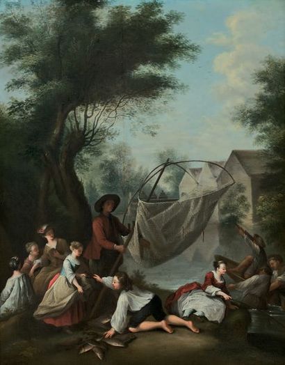 École FRANÇAISE du XVIIIème siècle:
LA PÊCHE,...