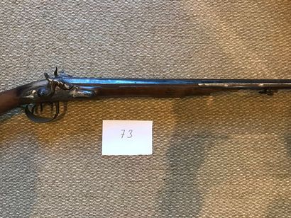 Fusil de chasse double à silex transformé...
