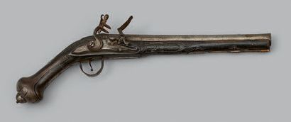 Pistolet d'arçon à silex, canon à pans au...