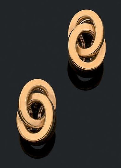 Paire de clips d'oreilles en or jaune 18K...