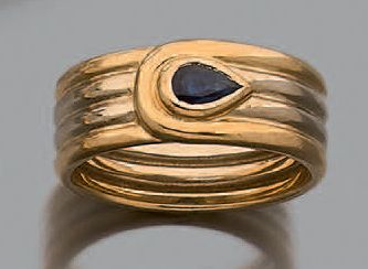 Bague en or jaune et or gris 18K (750), filetée...