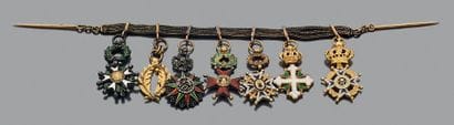 Barrette en or jaune 18K (750) et argent,...