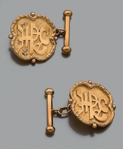 Paire de boutons de manchette en or jaune...