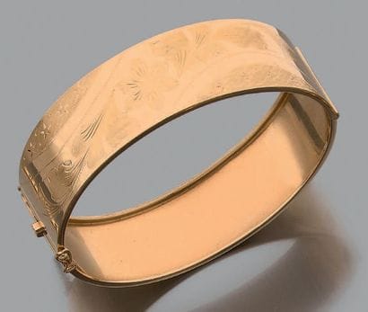 Bracelet rigide ouvrant en or jaune 18K (750),...